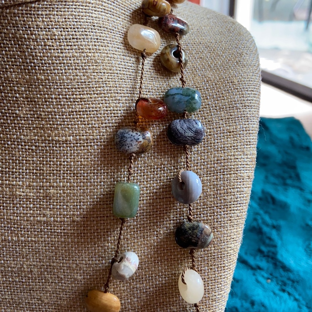 Earthy Gemstone Necklace | 44” Handmade & Versatile rope - Picture 3 of 5